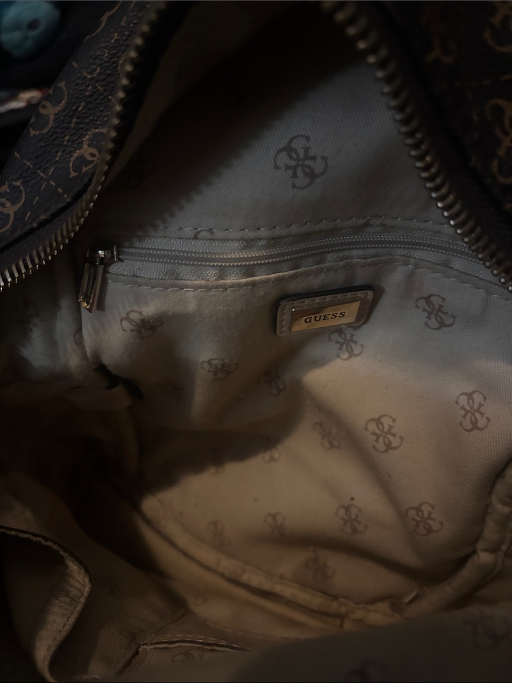 Guess Monogram Mini Backpack - Brown with Tan - Picture 3 of 4